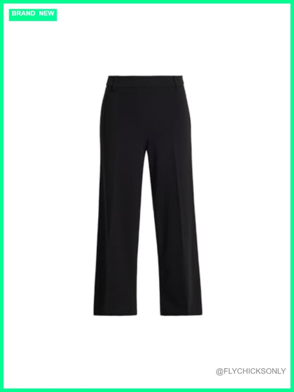 Wide Leg Crop Pants Pull On Mid Rise Tailored Trousers Workwear